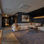 Spacious living room at furnished apartment near Yokohama Station