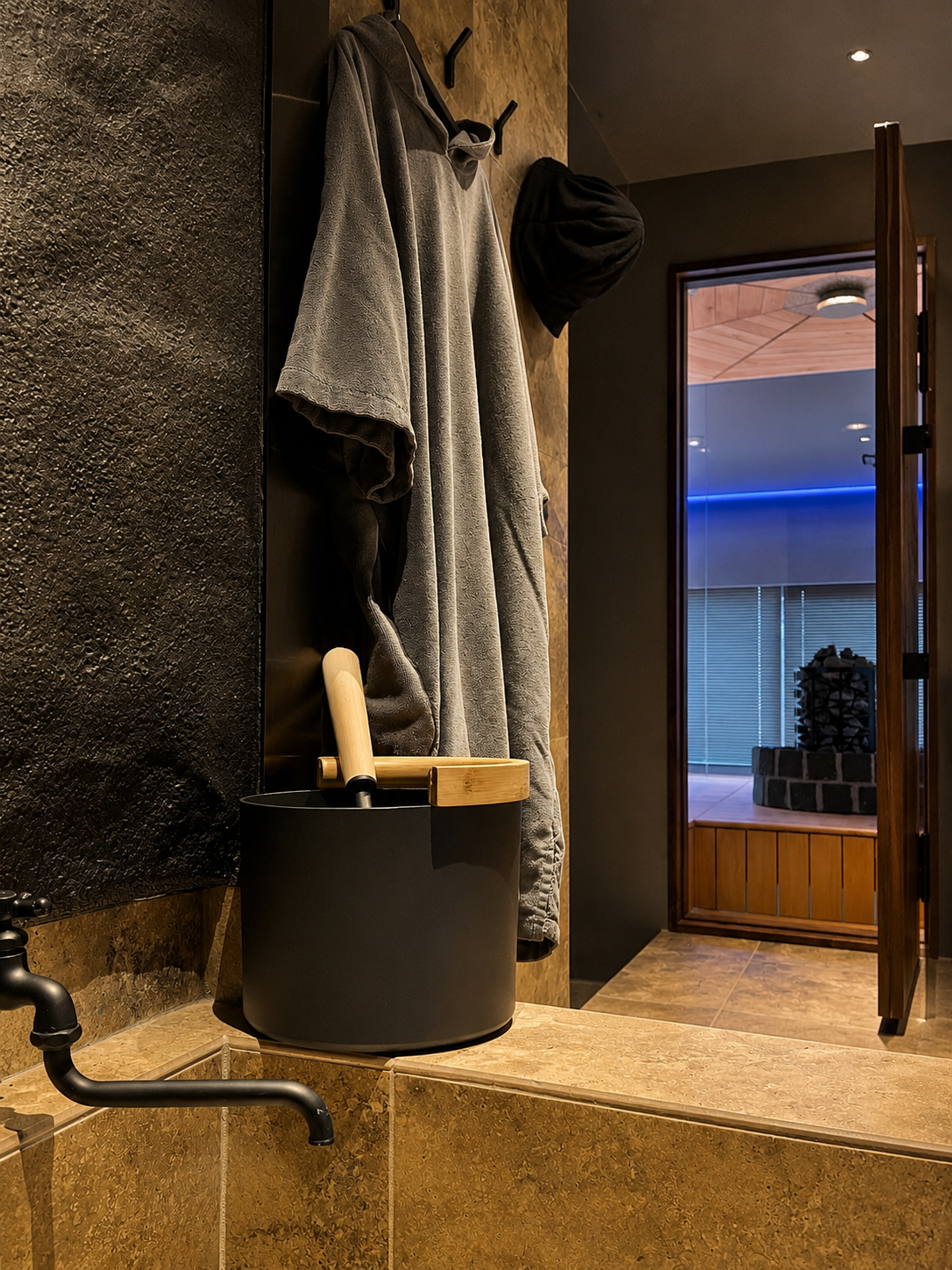 Private sauna and plunge bath at Kanako Penthouse